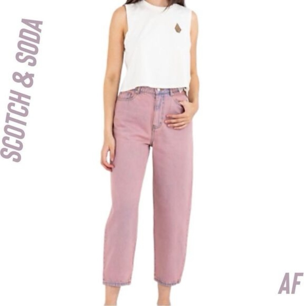 Free people x Scotch & Soda The Tide pink acid wash balloon leg fit jeans